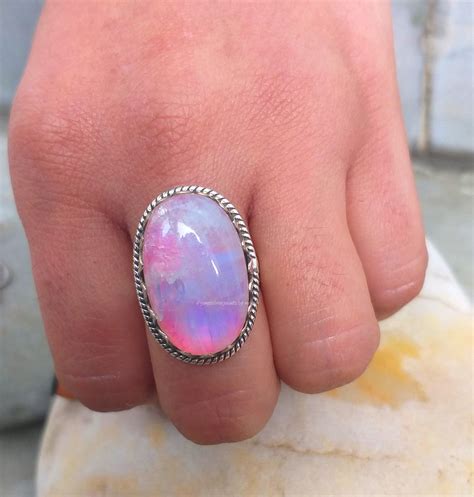 pink moonstone ring
